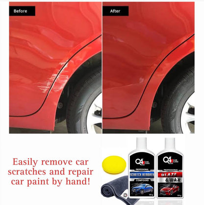 Q4 EVER Scratch Remover Kit | Q4 Ever Scratch Remover 100 Gm + Q4 Ever Glaze & Wax 100 Gm + Applicator + Microfiber Cloth (Pack Of-4), Black