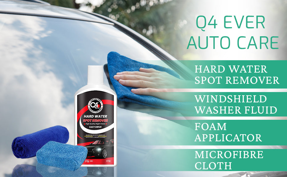 Q4 EVER Auto Care Glass Polish Hard Water Spot Remover - (3 Item Pack - Cream)